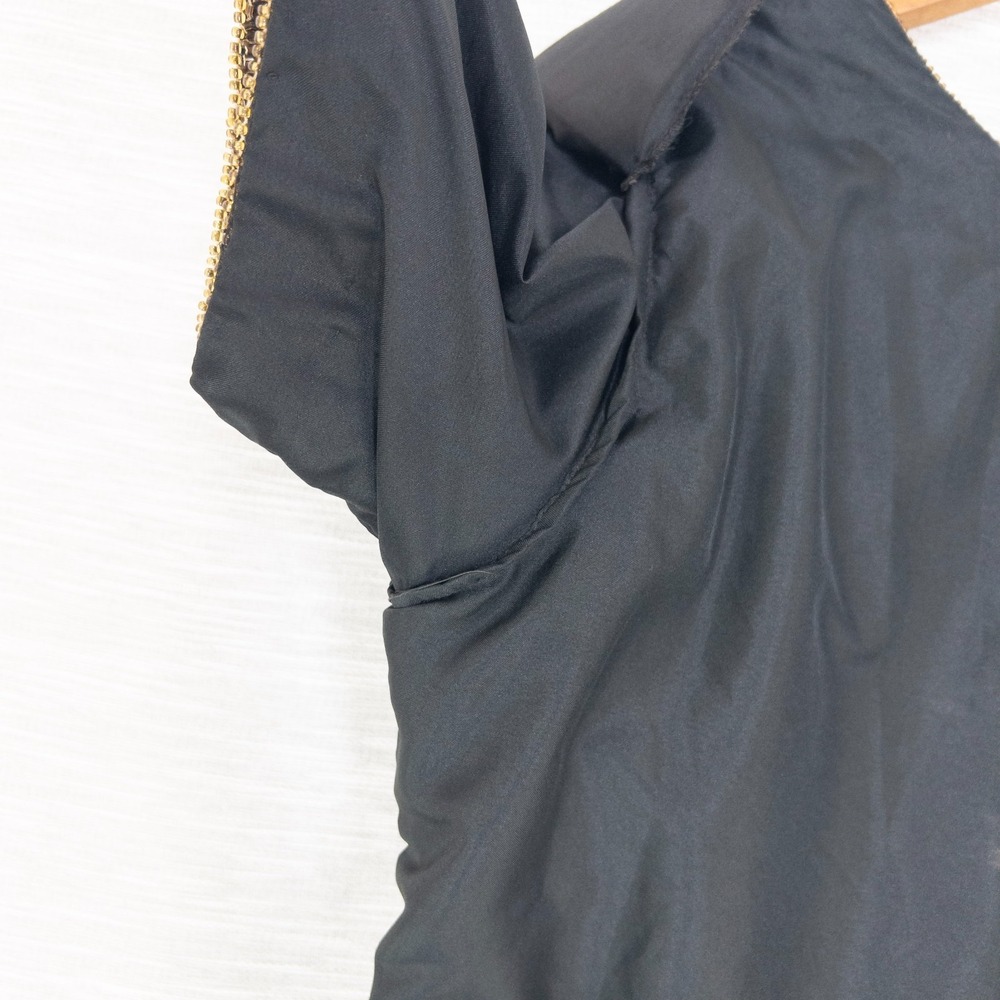 Vintage Laurence Kazar Beaded Top Women's Medium 100% Silk Black Gold Formal 80s - Picture 14 of 16